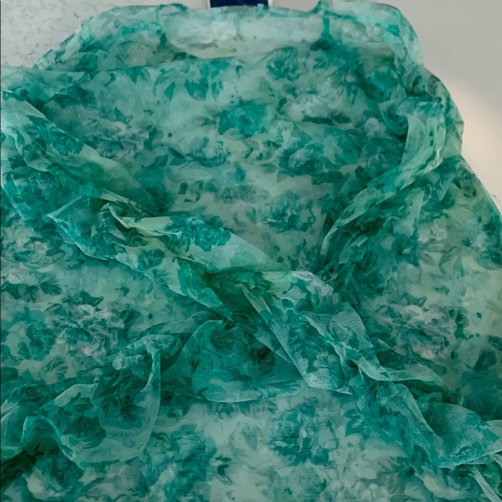 Zara Floral Sheer Green Blouse